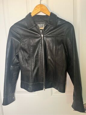 Roots | Jackets & Coats | Vintage Roots Black Leather Jacket Size